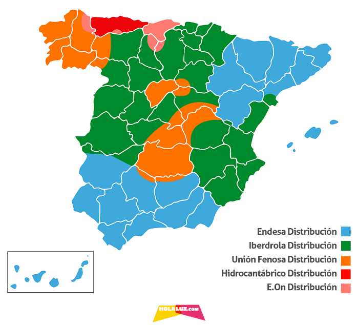 Mapa de distribuidoras - ahorrar en la factura de la luz